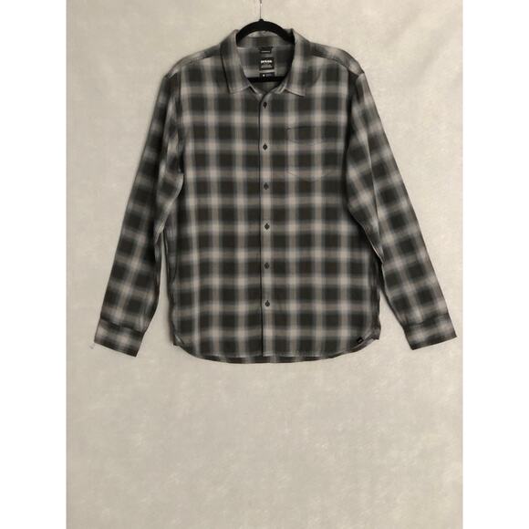 prAna Men's Medium Standard Fit Los Feliz Flannel Button Up Shirt in Ashy - Picture 1 of 6
